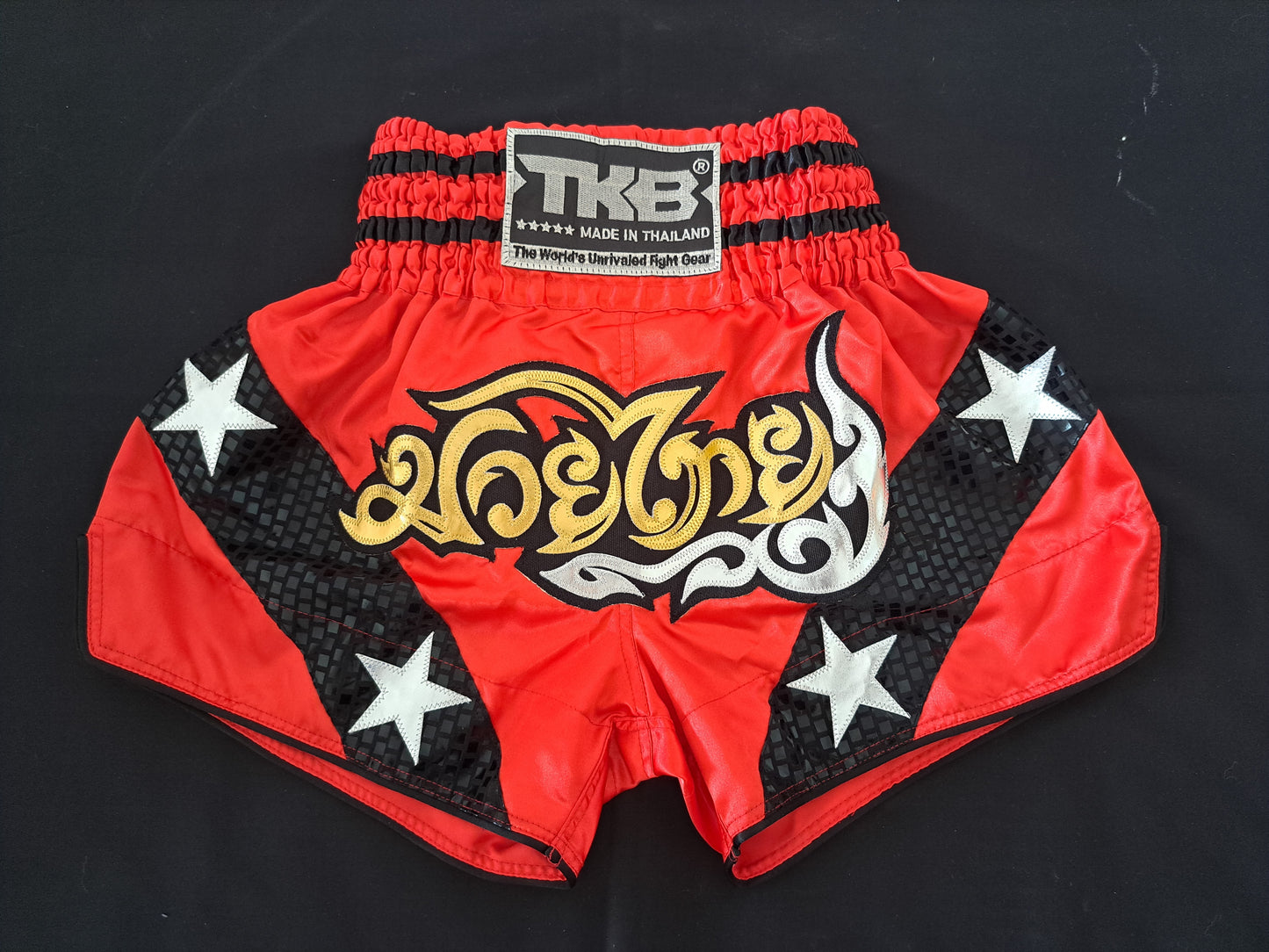 Top King Thai Boxing Shorts - Red/White Stars