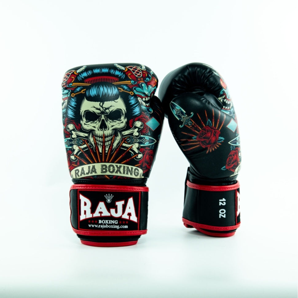 Raja Thai Boxing Gloves "Geisha" White Pattern