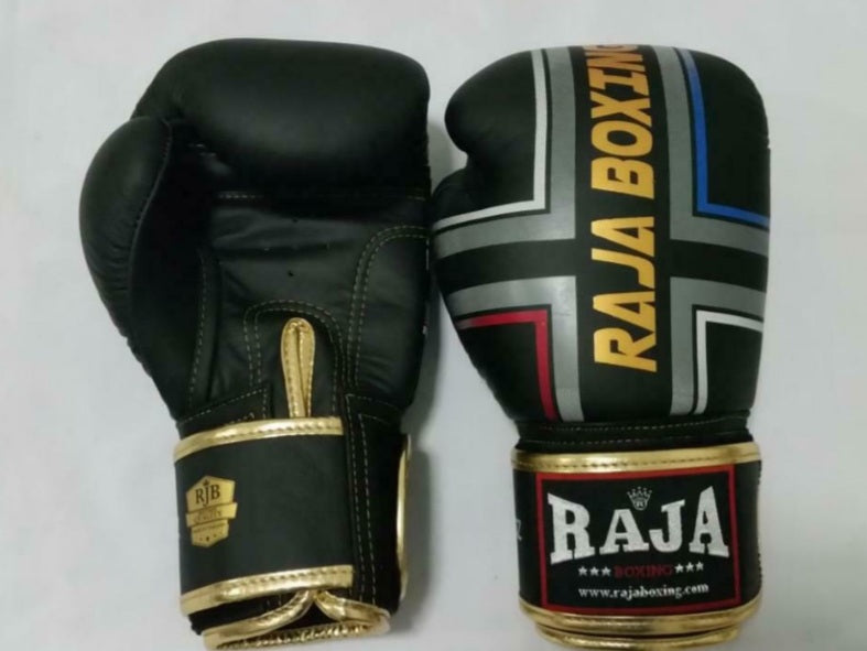 Raja Thai Boxing Gloves - Black Fancy - Leather