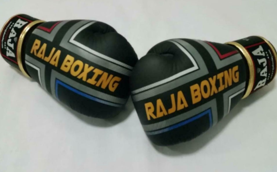 Raja Thai Boxing Gloves - Black Fancy - Leather