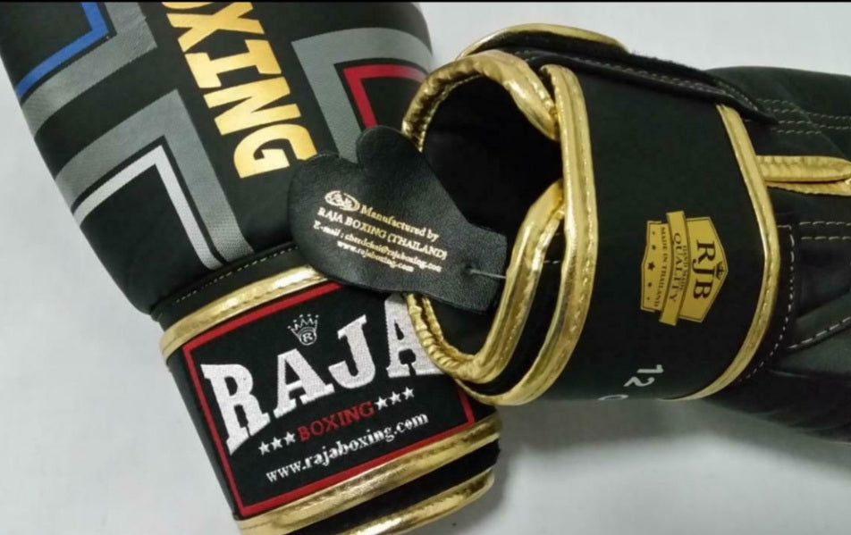 Raja Thai Boxing Gloves - Black Fancy - Leather