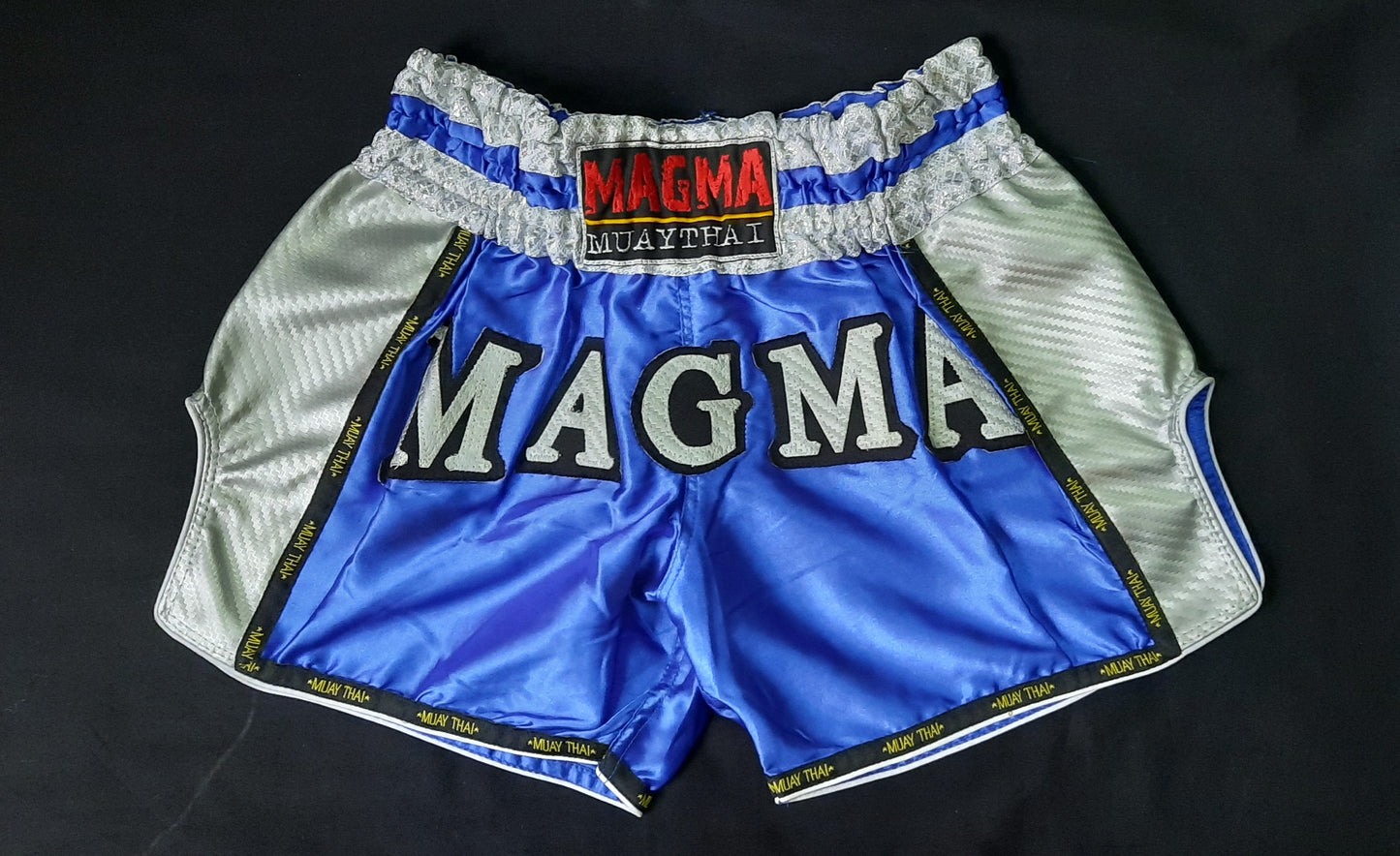 Magma Thai Boxing Shorts Carbon - Blue/Silver