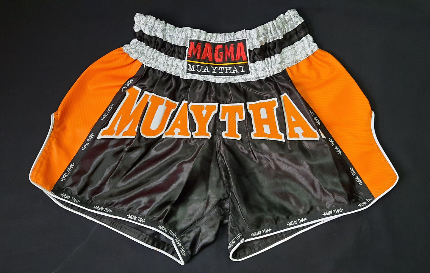 Magma Thai Boxing Shorts Carbon - Black/Orange