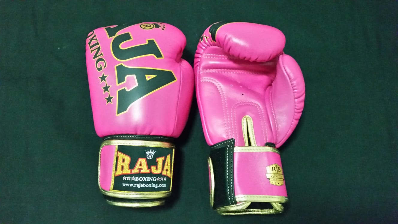 Raja Thai Boxing Gloves - Leather - Pink /Black