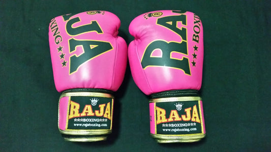 Raja Thai Boxing Gloves - Leather - Pink /Black