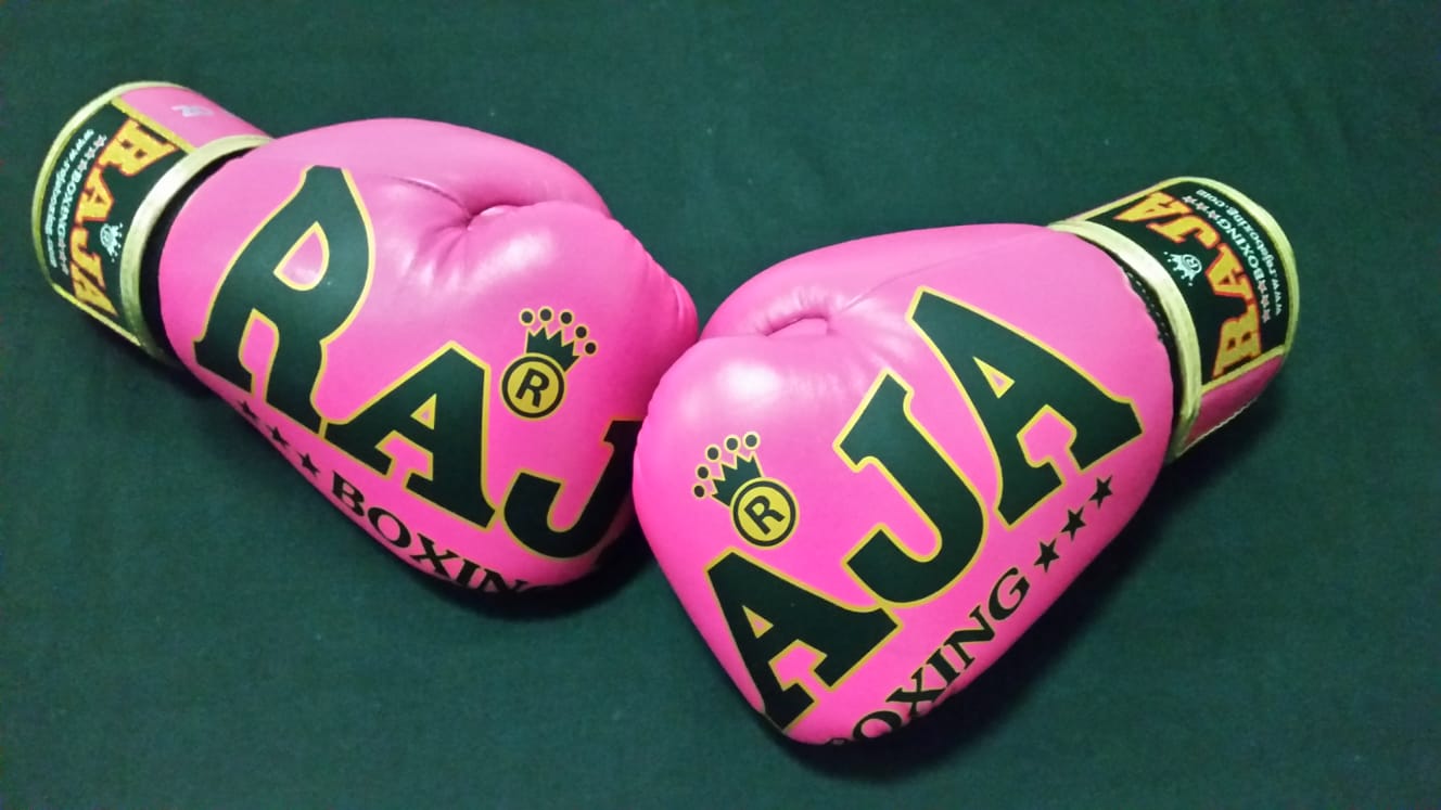 Raja Thai Boxing Gloves - Leather - Pink /Black