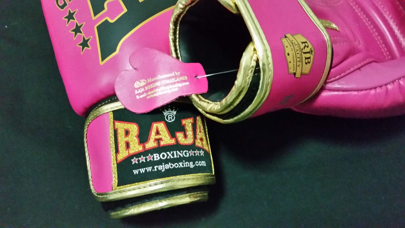 Raja Thai Boxing Gloves - Leather - Pink /Black