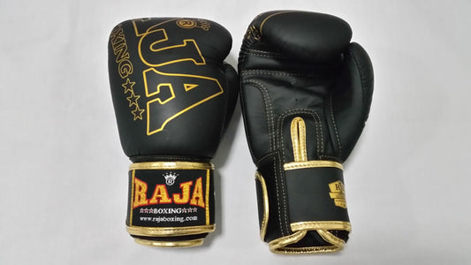 Raja Thai Boxing Gloves - Leather - Black/Gold