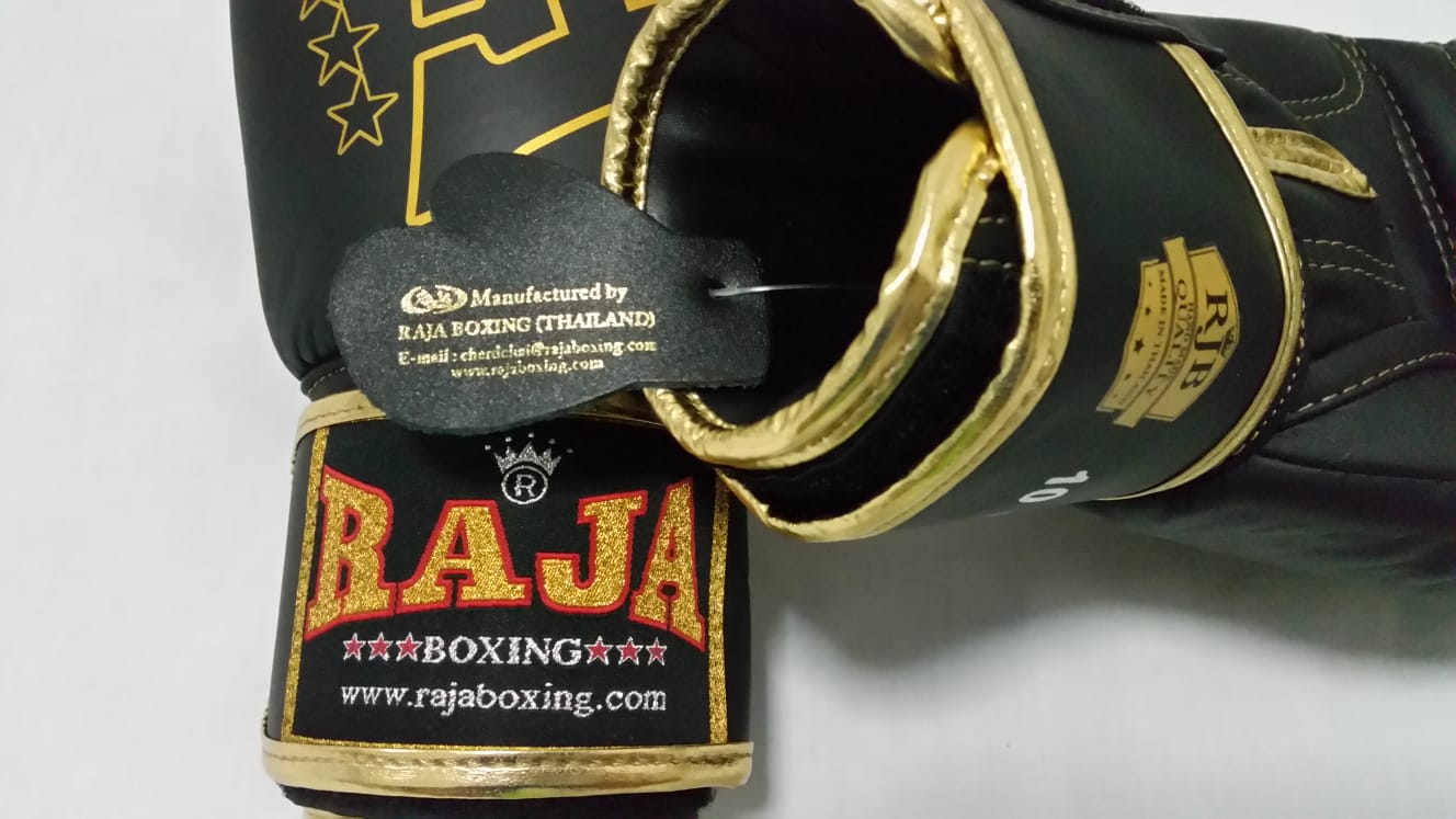 Raja Thai Boxing Gloves - Leather - Black/Gold