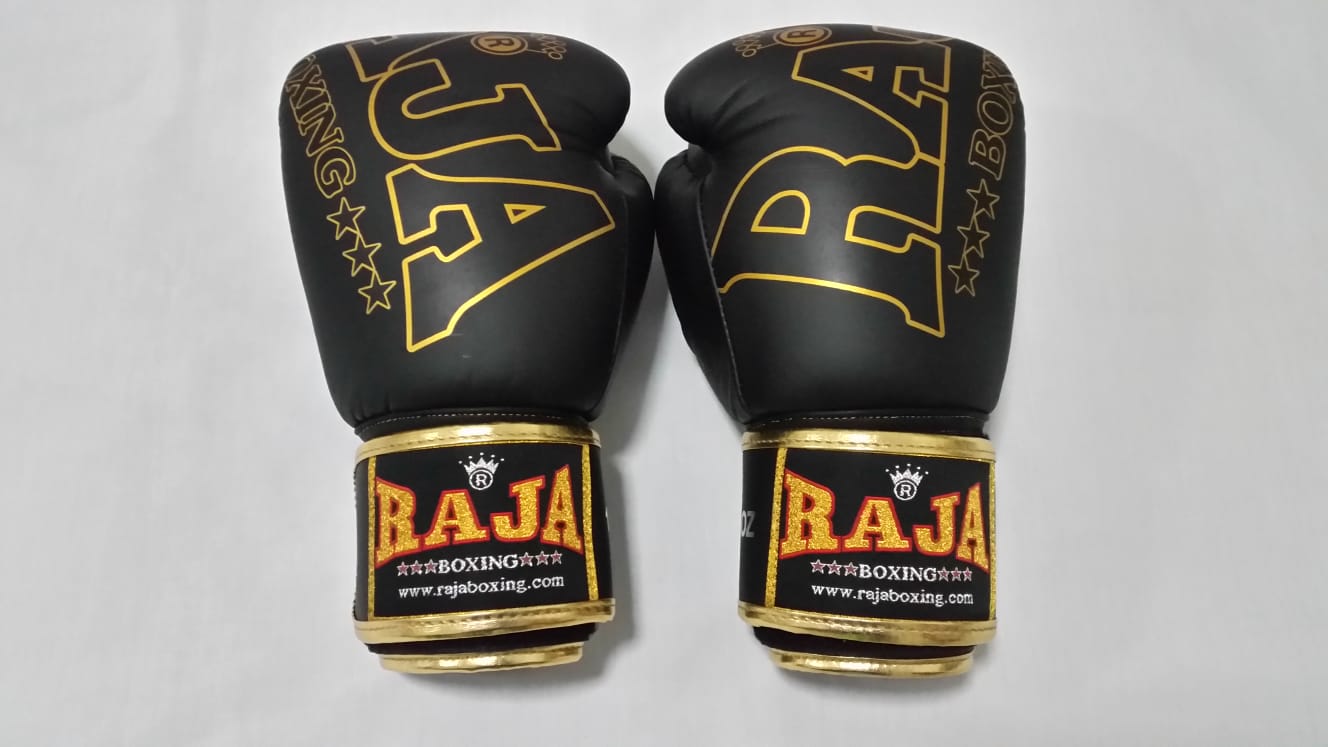 Raja Thai Boxing Gloves - Leather - Black/Gold