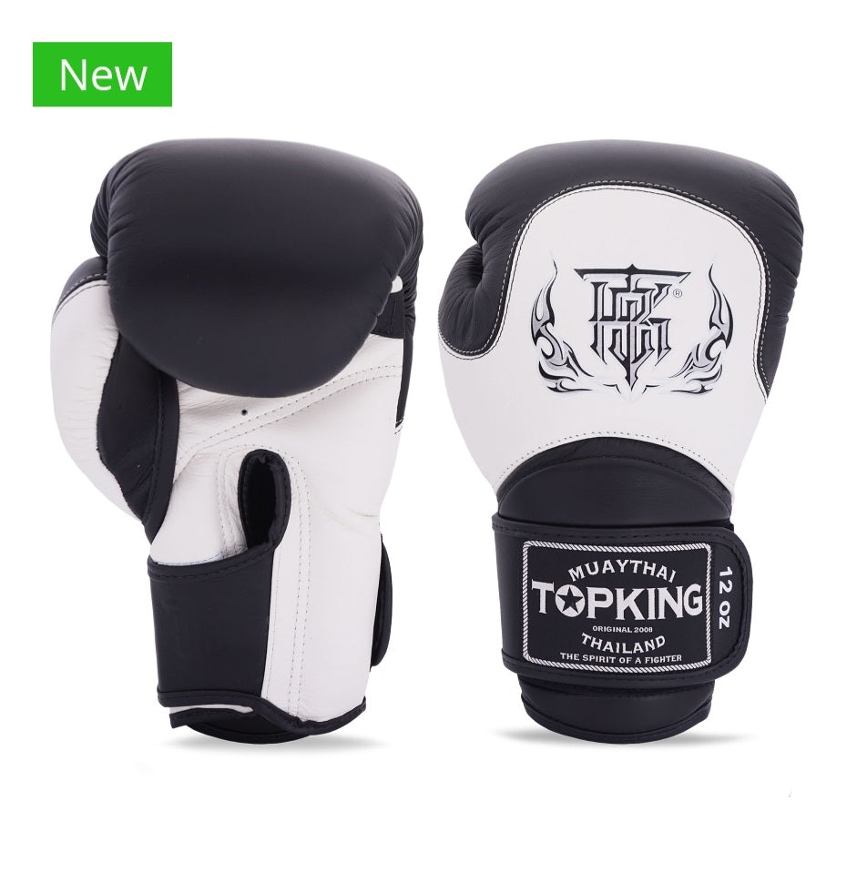 Top King Thai Boxing Gloves - TKBGBL - BLEND 02- Black/White