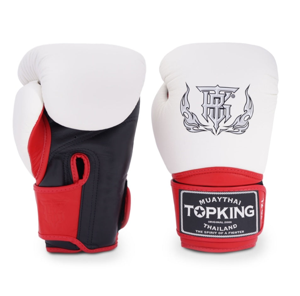 TKB Thai Boxing Gloves - TKBGSA - White/Black/Red