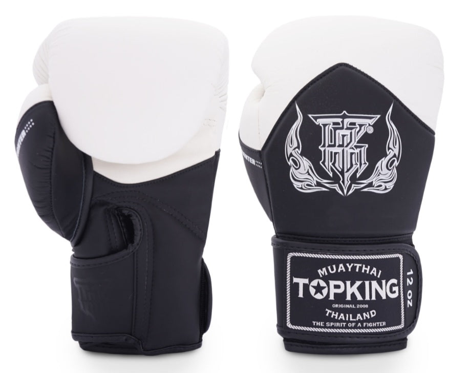 Top King Thai Boxing Gloves - TKBGBL - BLEND - Black/White