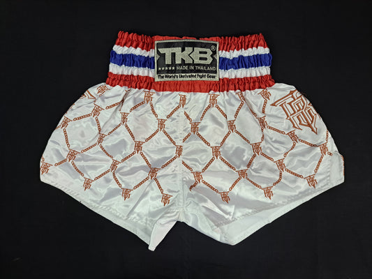 Top King TKB Chain Muay Thai Shorts - White/Gold  -TKTBS-212 - Special Colour