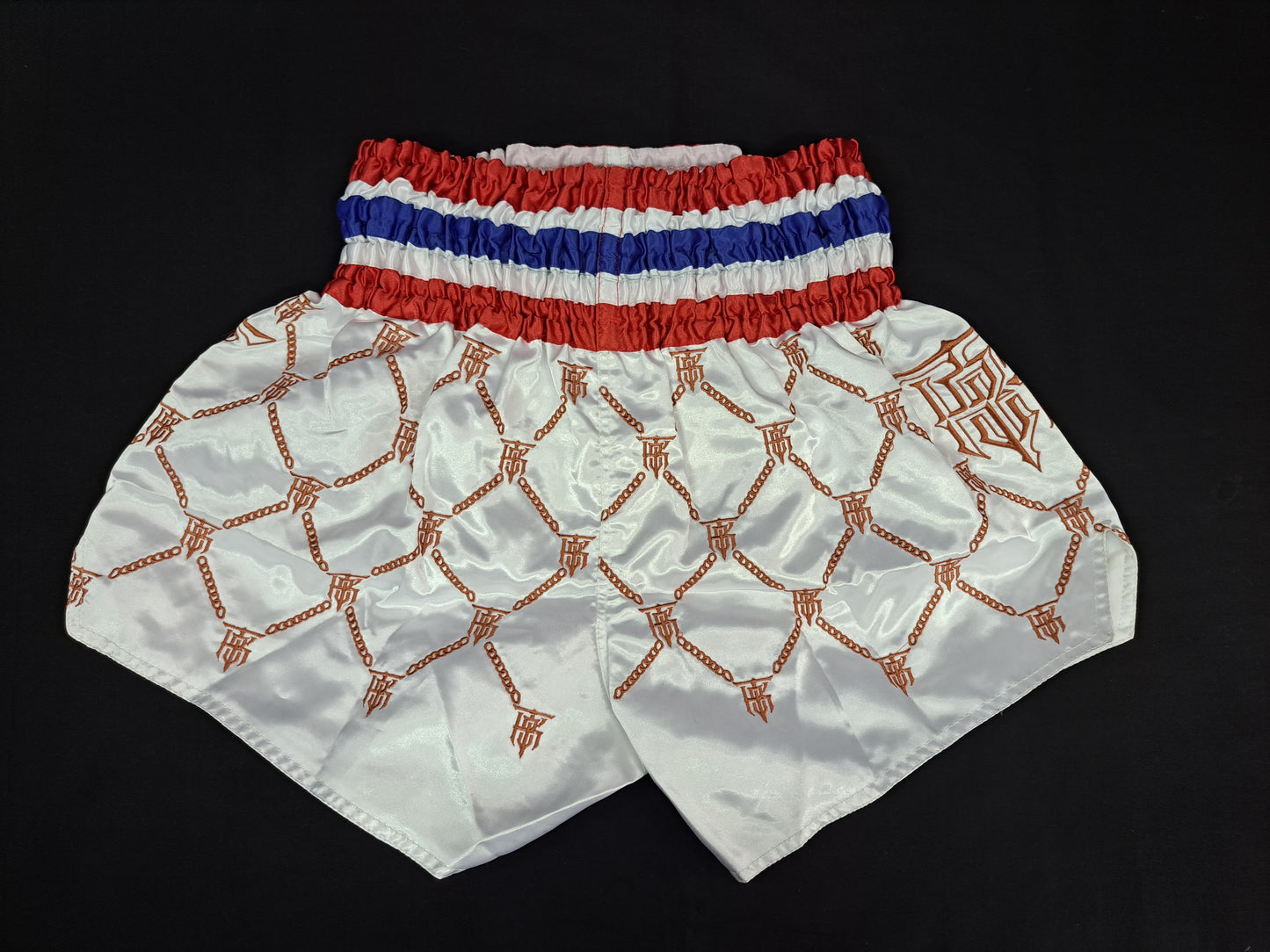 Top King TKB Chain Muay Thai Shorts - White/Gold  -TKTBS-212 - Special Colour