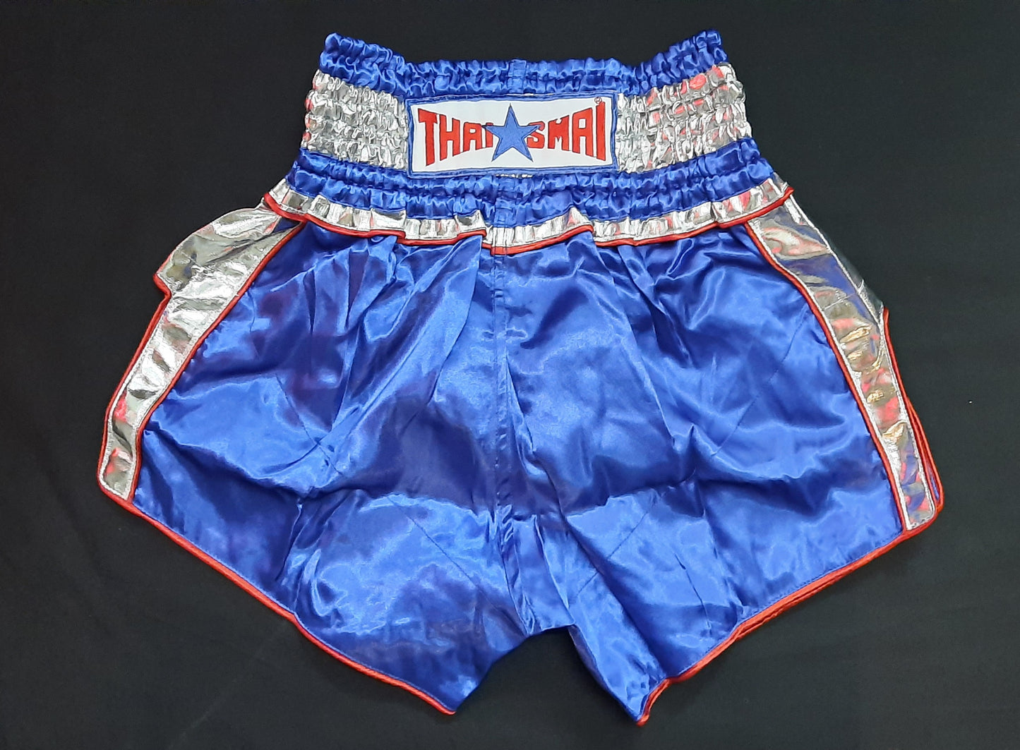 Thaismai Thai Boxing Shorts - Satin - Blue/Silver