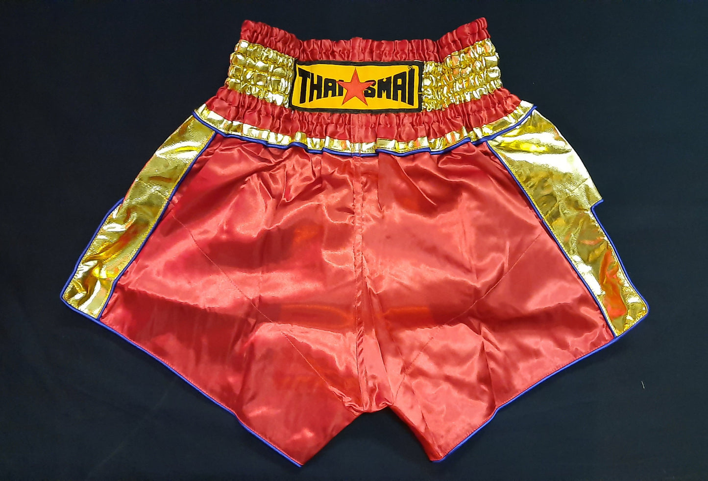 Thaismai Thai Boxing Shorts - Satin - Red/Gold