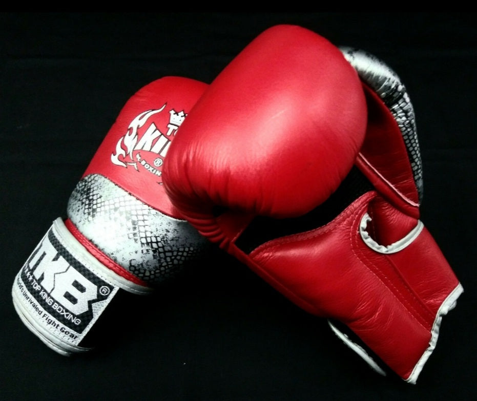 Top King - TKB - Super Air Thai Boxing Gloves - Red Silver Snake