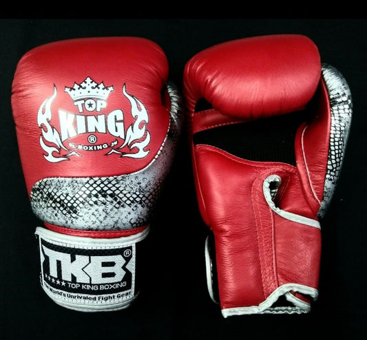 Top King - TKB - Super Air Thai Boxing Gloves - Red Silver Snake