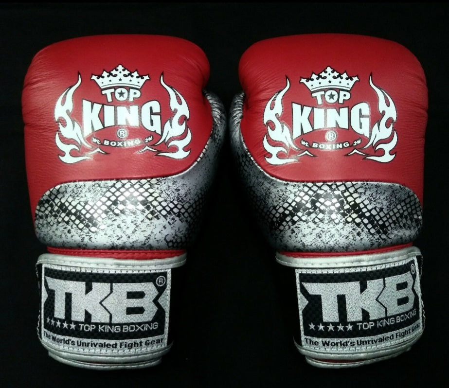 Top King - TKB - Super Air Thai Boxing Gloves - Red Silver Snake