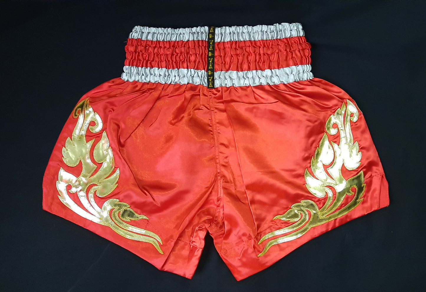 Twins Special Thai Boxing Shorts Red/Gold Thai Pattern